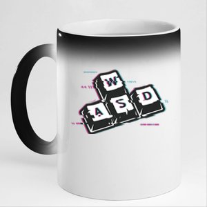 WASD Funny PC Video Gamer Gaming Geek Glitch 11oz Black Color Changing Mug