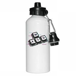 WASD Funny PC Video Gamer Gaming Geek Glitch Aluminum Water Bottle