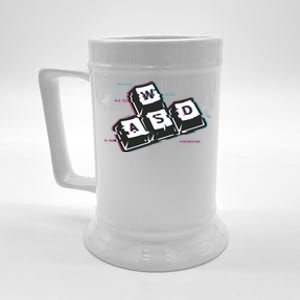 WASD Funny PC Video Gamer Gaming Geek Glitch Beer Stein