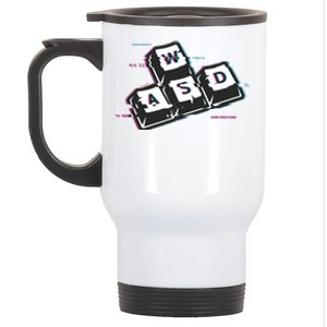 WASD Funny PC Video Gamer Gaming Geek Glitch Stainless Steel Travel Mug