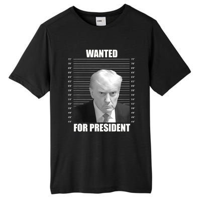 Wanted For President 2024 Trump Mug Shot Never Surrender Tall Fusion ChromaSoft Performance T-Shirt