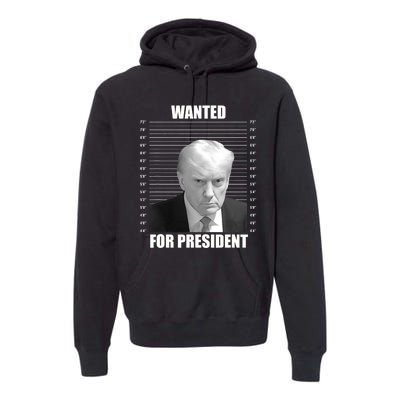 Wanted For President 2024 Trump Mug Shot Never Surrender Premium Hoodie