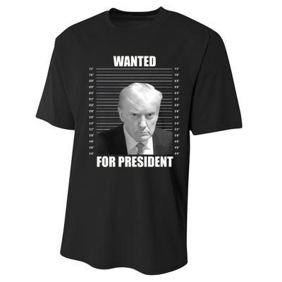 Wanted For President 2024 Trump Mug Shot Never Surrender Performance Sprint T-Shirt