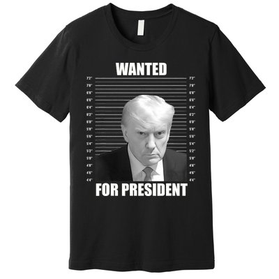 Wanted For President 2024 Trump Mug Shot Never Surrender Premium T-Shirt