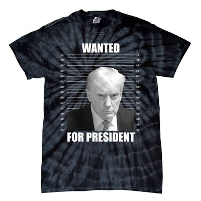 Wanted For President 2024 Trump Mug Shot Never Surrender Tie-Dye T-Shirt