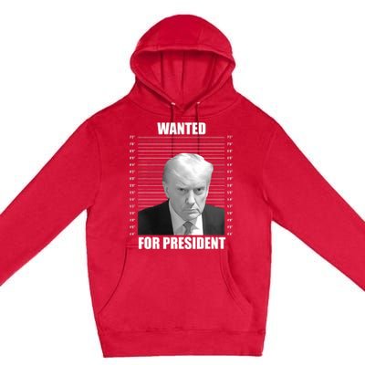 Wanted For President 2024 Trump Mug Shot Never Surrender Premium Pullover Hoodie