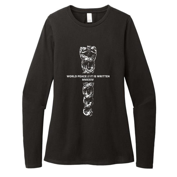 World Fucking Peace World Peace It Is Written Mmxxiv Snake Womens CVC Long Sleeve Shirt