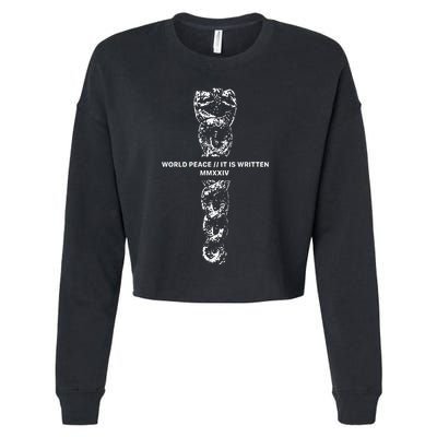 World Fucking Peace World Peace It Is Written Mmxxiv Snake Cropped Pullover Crew