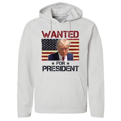 Wanted For President Donald Trump American Flag Performance Fleece Hoodie