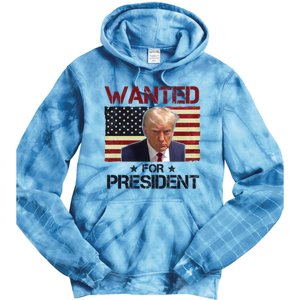 Wanted For President Donald Trump American Flag Tie Dye Hoodie