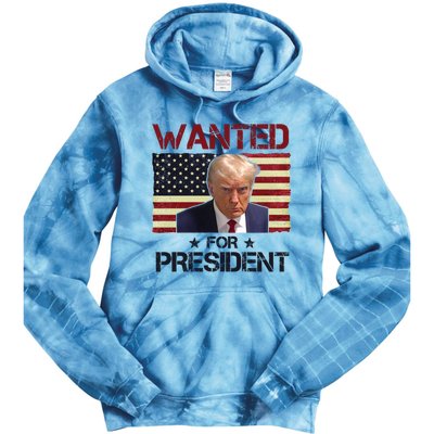 Wanted For President Donald Trump American Flag Tie Dye Hoodie