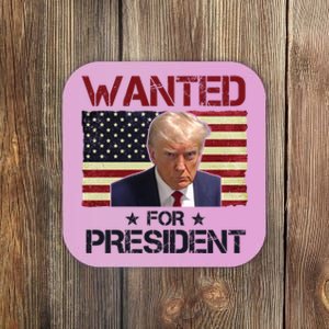 Wanted For President Donald Trump American Flag Coaster