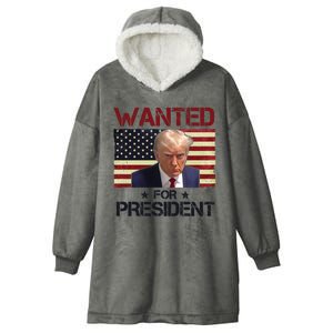 Wanted For President Donald Trump American Flag Hooded Wearable Blanket