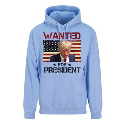 Wanted For President Donald Trump American Flag Unisex Surf Hoodie