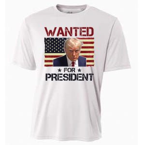 Wanted For President Donald Trump American Flag Cooling Performance Crew T-Shirt