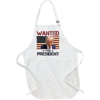 Wanted For President Donald Trump American Flag Full-Length Apron With Pockets