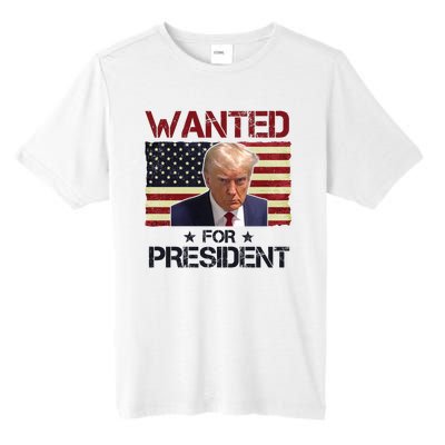 Wanted For President Donald Trump American Flag Tall Fusion ChromaSoft Performance T-Shirt