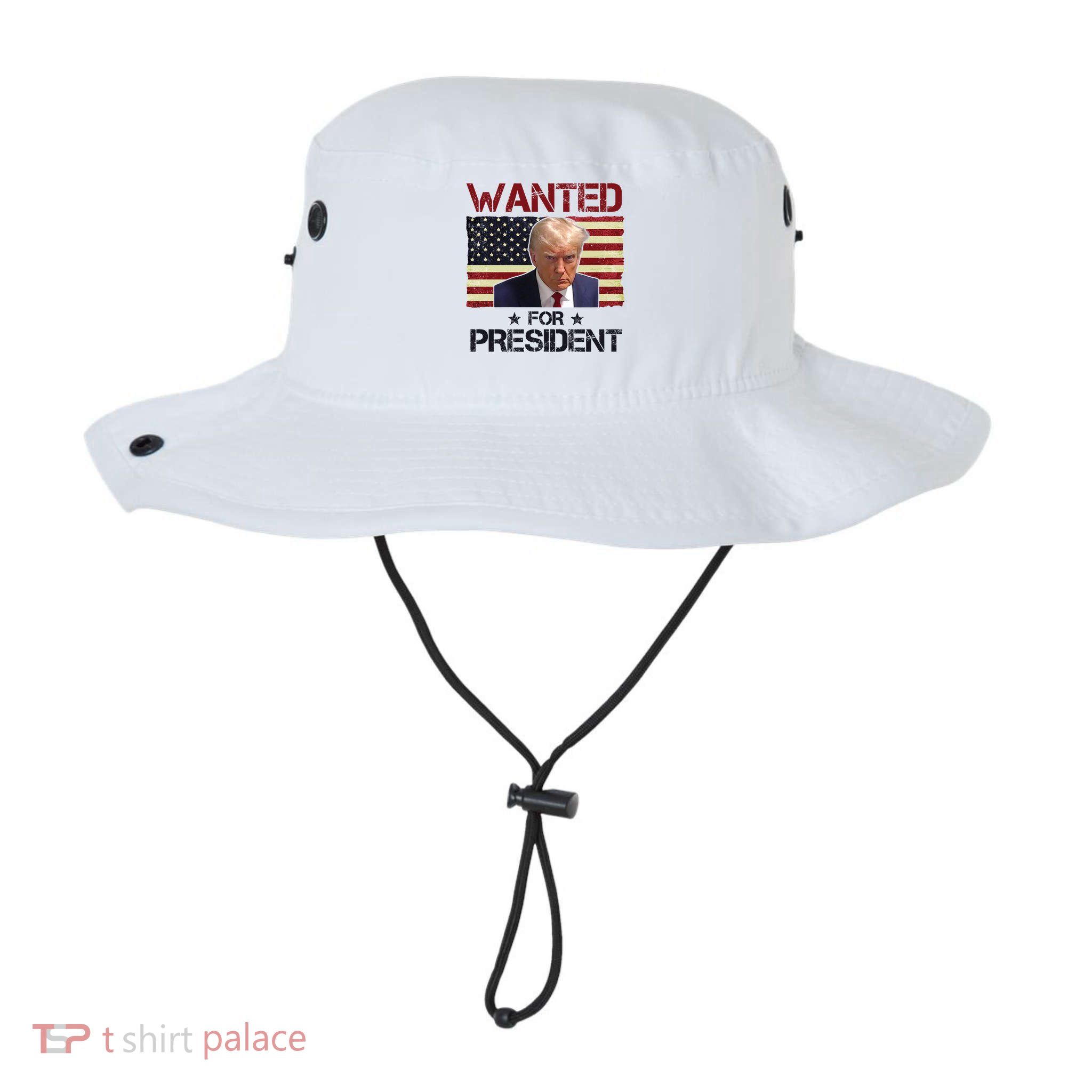 Wanted For President Donald Trump American Flag Bucket Hat