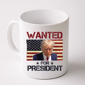 Wanted For President Donald Trump American Flag Coffee Mug