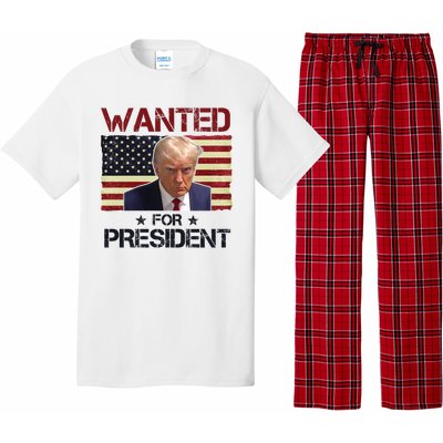 Wanted For President Donald Trump American Flag Pajama Set