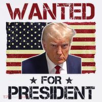 Wanted For President Donald Trump American Flag Flatbill Hat