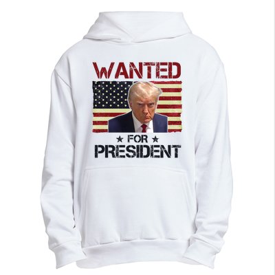 Wanted For President Donald Trump American Flag Urban Pullover Hoodie