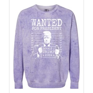 Wanted For President Donald Trump 2024 Mugshot Colorblast Crewneck Sweatshirt