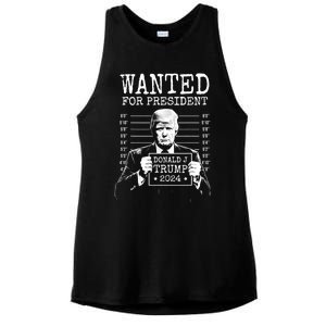 Wanted For President Donald Trump 2024 Mugshot Ladies PosiCharge Tri-Blend Wicking Tank