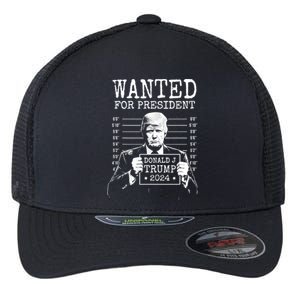 Wanted For President Donald Trump 2024 Mugshot Flexfit Unipanel Trucker Cap