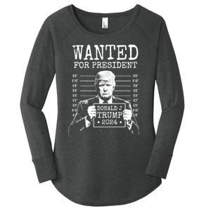 Wanted For President Donald Trump 2024 Mugshot Women's Perfect Tri Tunic Long Sleeve Shirt