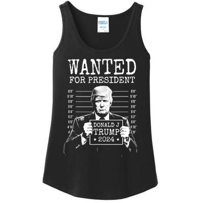 Wanted For President Donald Trump 2024 Mugshot Ladies Essential Tank