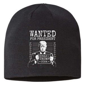 Wanted For President Donald Trump 2024 Mugshot Sustainable Beanie