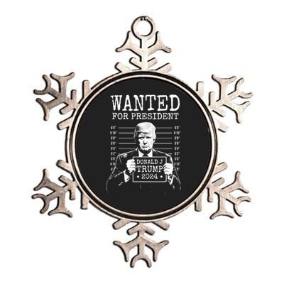 Wanted For President Donald Trump 2024 Mugshot Metallic Star Ornament