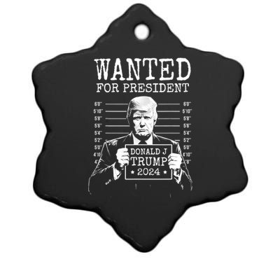 Wanted For President Donald Trump 2024 Mugshot Ceramic Star Ornament