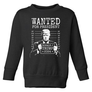 Wanted For President Donald Trump 2024 Mugshot Toddler Sweatshirt