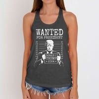 Wanted For President Donald Trump 2024 Mugshot Women's Knotted Racerback Tank