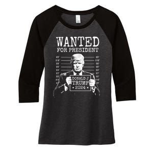 Wanted For President Donald Trump 2024 Mugshot Women's Tri-Blend 3/4-Sleeve Raglan Shirt