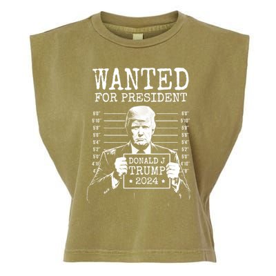 Wanted For President Donald Trump 2024 Mugshot Garment-Dyed Women's Muscle Tee