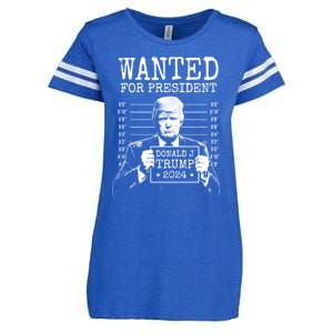 Wanted For President Donald Trump 2024 Mugshot Enza Ladies Jersey Football T-Shirt