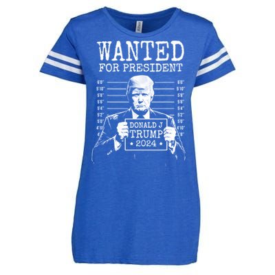 Wanted For President Donald Trump 2024 Mugshot Enza Ladies Jersey Football T-Shirt