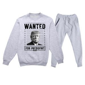 Wanted For President 2024 Vote Trump Premium Crewneck Sweatsuit Set