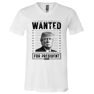 Wanted For President 2024 Vote Trump V-Neck T-Shirt