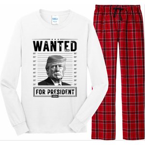 Wanted For President 2024 Vote Trump Long Sleeve Pajama Set