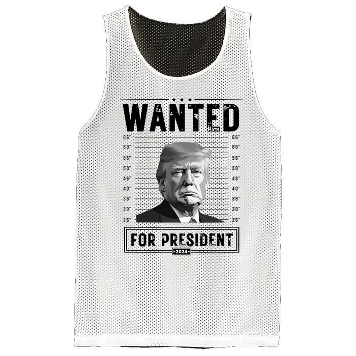 Wanted For President 2024 Vote Trump Mesh Reversible Basketball Jersey Tank