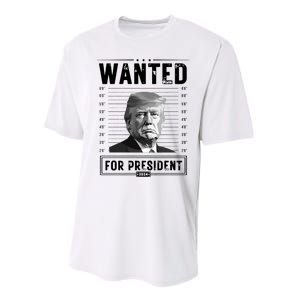 Wanted For President 2024 Vote Trump Performance Sprint T-Shirt