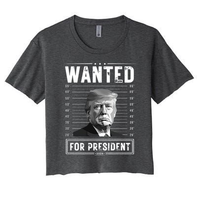 Wanted For President 2024 Vote Trump Women's Crop Top Tee