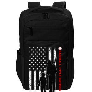 Wo Funny Proud Baseball Little Brother US Flag Father's Day Impact Tech Backpack