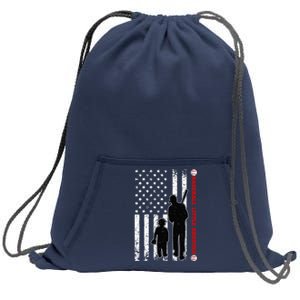 Wo Funny Proud Baseball Little Brother US Flag Father's Day Sweatshirt Cinch Pack Bag