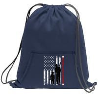 Wo Funny Proud Baseball Little Brother US Flag Father's Day Sweatshirt Cinch Pack Bag