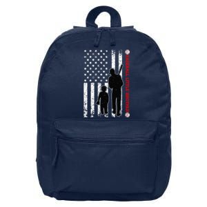 Wo Funny Proud Baseball Little Brother US Flag Father's Day 16 in Basic Backpack